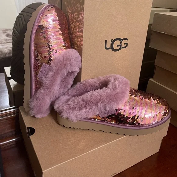 UGG | Cluggette Sequins PINK Slippers New In Box - Picture 6 of 15